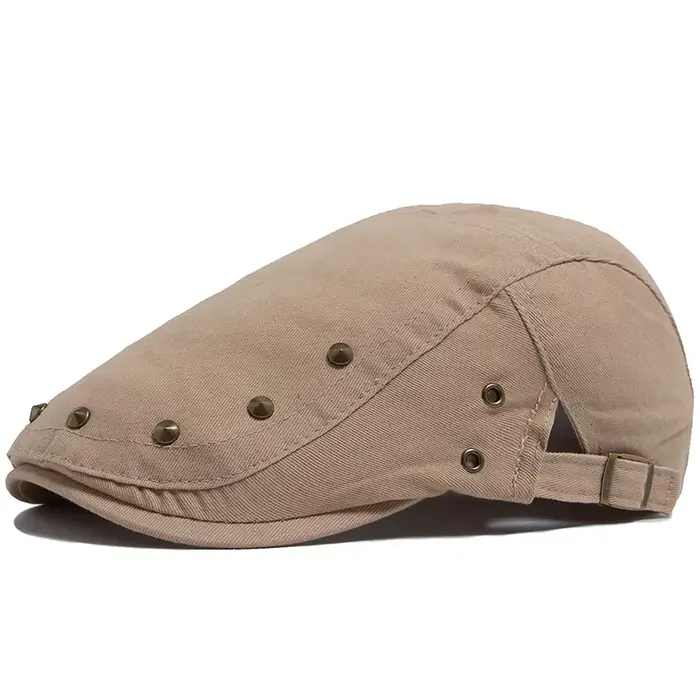 Hommes casquette plate mode Rivet conception coton couleur unie femmes béret printemps été décontrac