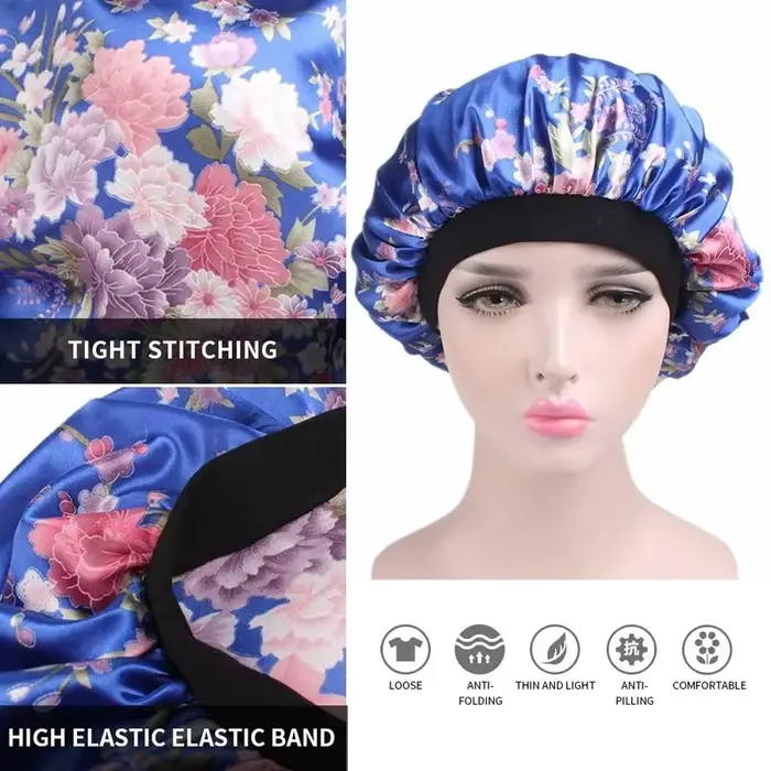 Bonnet en satin pour dormir et douche pour femme, couvre-chef solide, polyester, pour cheveux et nuits paisibles