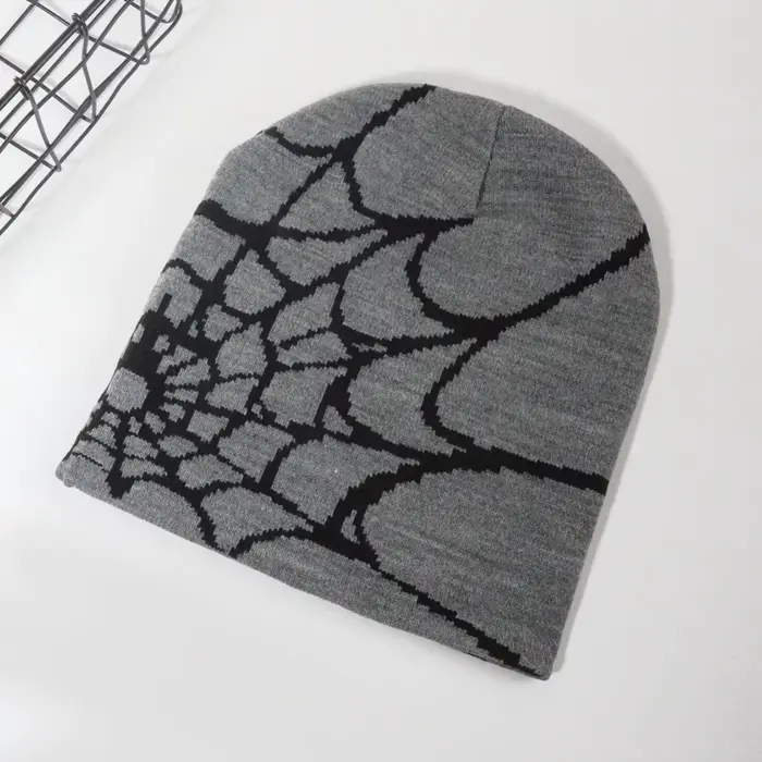 Bonnet tricoté en toile d'araignée unisexe Y2K, pull chaud gothique, Skullies Hip-Hop, casquette de 