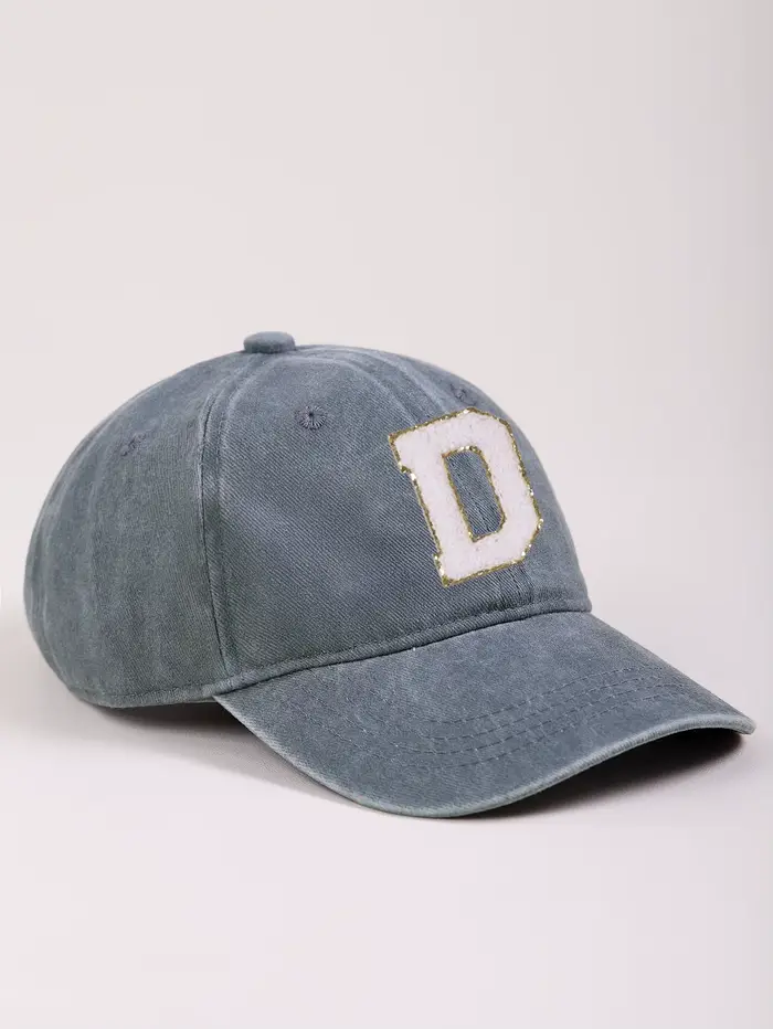 Casquette de baseball grise pour enfants, avec 26 lettres, casquette de baseball lavée pour bébés ga