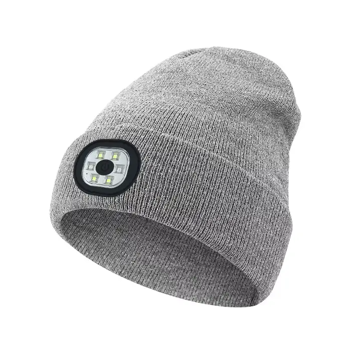 Casquette tricotée musicale à LED Bluetooth pour course nocturne, marathon, pêche nocturne, avec lum