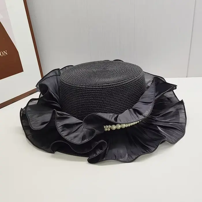 Chapeaux en laine de personnalité exagérée originale française pour femmes voyage à volants dessus p