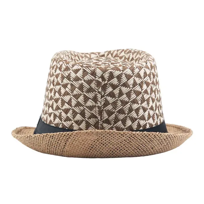 Chapeau de paille de couleur géométrique pour hommes