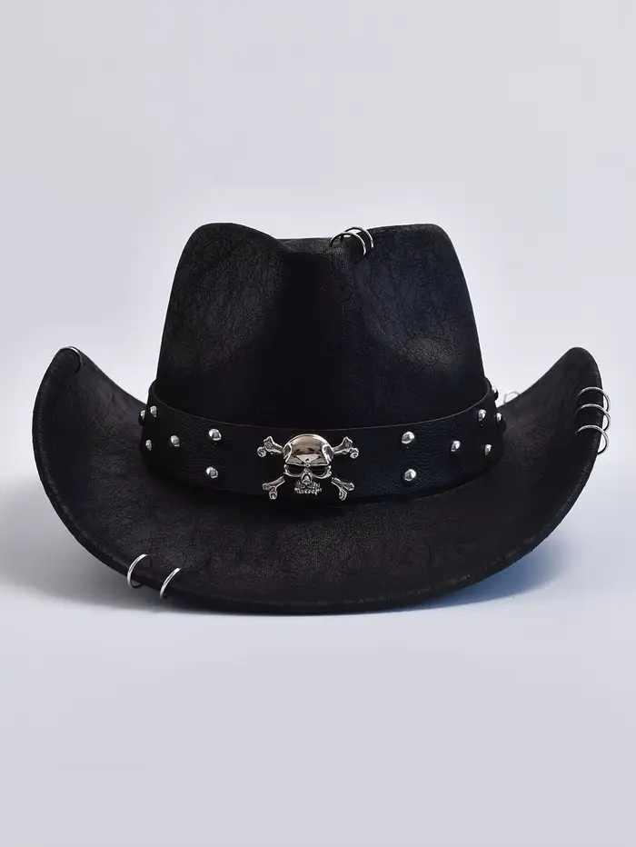 Chapeau de Cowboy occidental Vintage en Faux cuir pour hommes