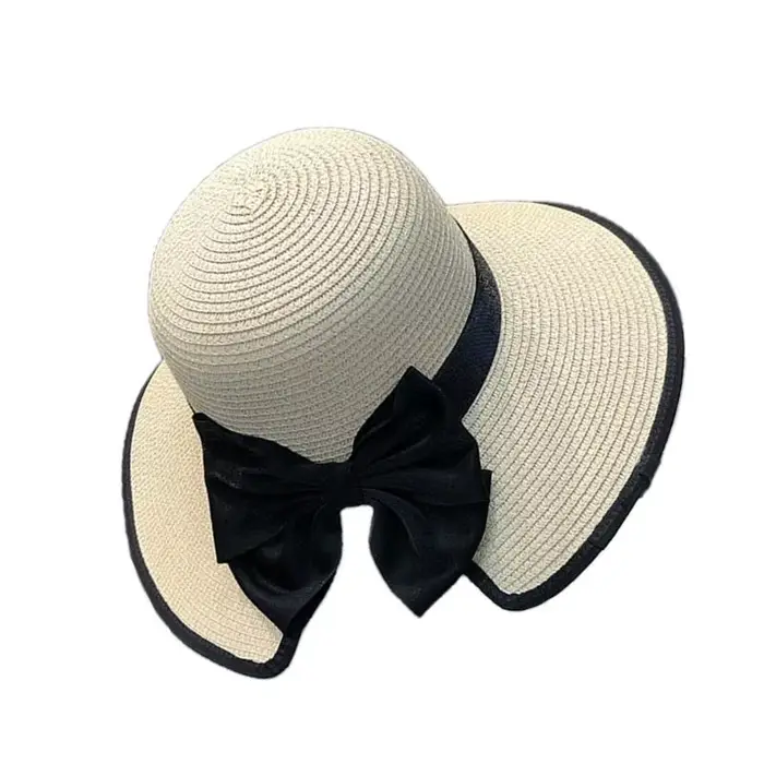 Chapeau paille à nœud papillon multi-usage 39BD
