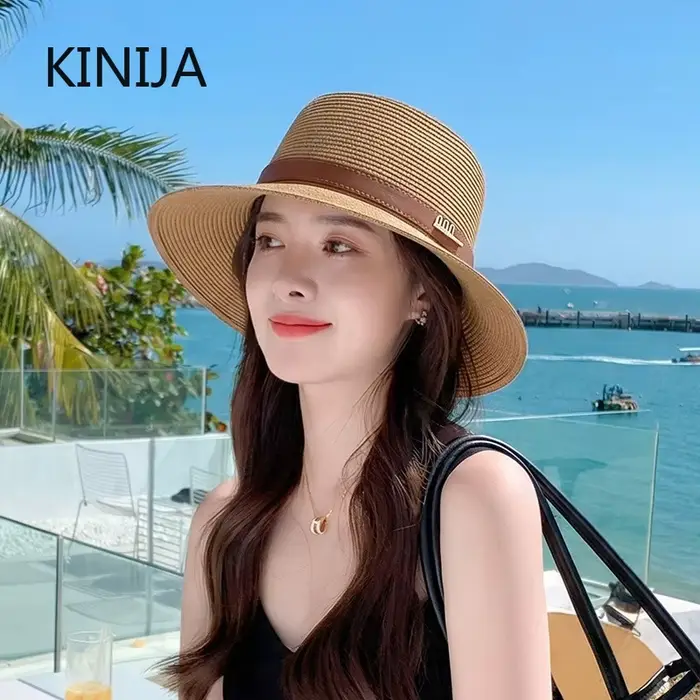Chapeau de paille KINIJA sport pour femme protection solaire été printemps style bob large bord occassions extérieures cadeau