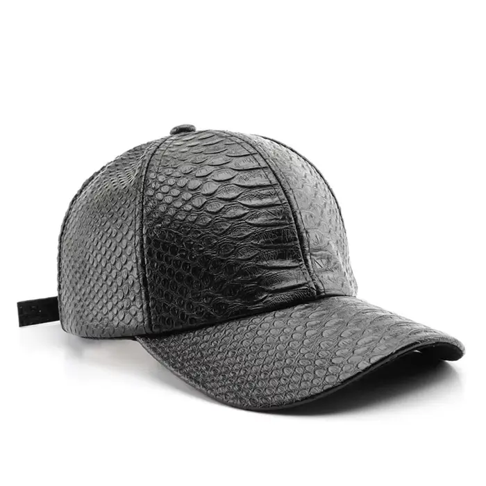 Casquette de baseball en cuir PU imitation crocodile style hip-hop urbain, idéale pour les tenues de