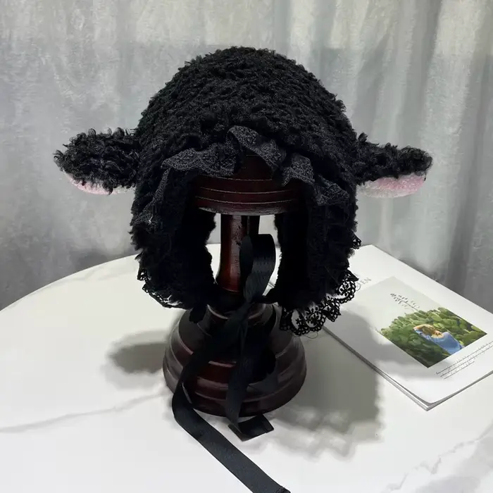 Chapeau décoratif d'oreille de mouton pour femmes, chapeau moelleux et mignon en peluche, Design de 