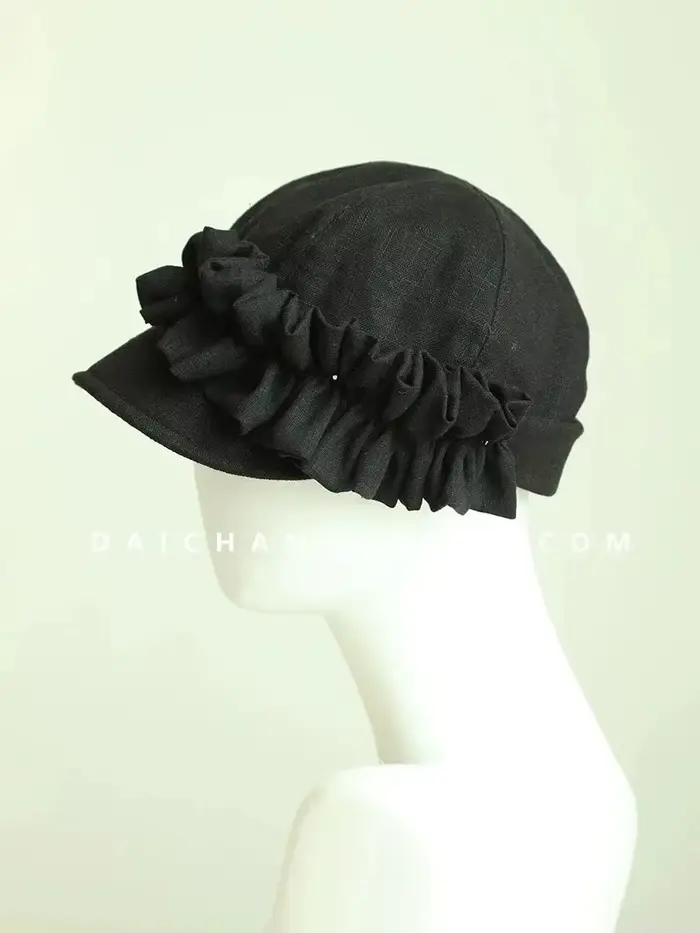 Casquette de soleil plissée en coton et lin pour femme style équestre design de niche tendance effet visage mince style célébrité casquette de gavroche occassions printemps automne occasions décontractées à offrir