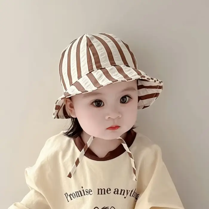 Chapeau de pêcheur pour bébé à double face à rayures