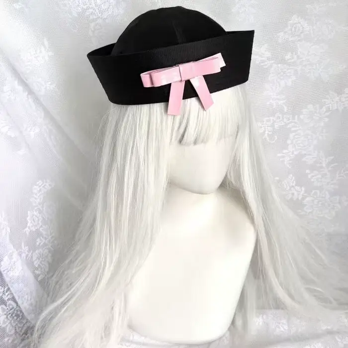 HongLuan – chapeau de marin Cosplay avec nœud rose doux, chapeaux de capitaine bleu pour femme, acce