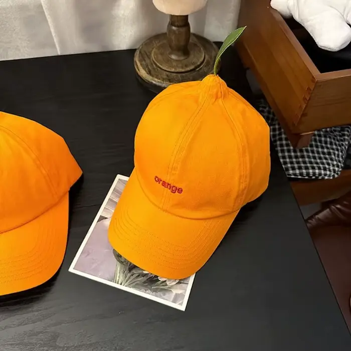 Casquette de baseball en coton orange avec visière