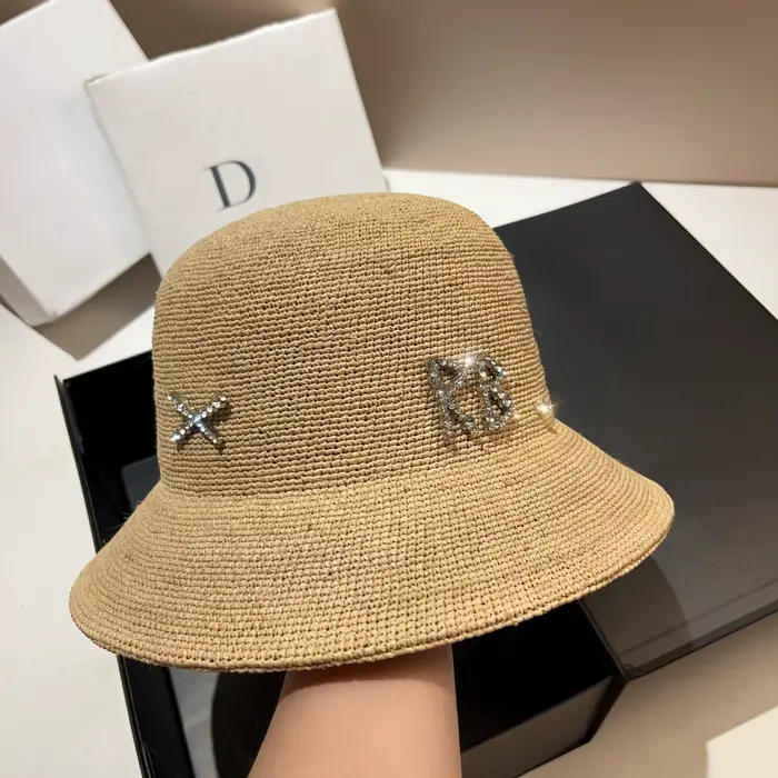 Chapeau Seau en Paille de Raphia Femme Protection Solaire Ete Plage Large Bord Style Chic Occasions Speciales