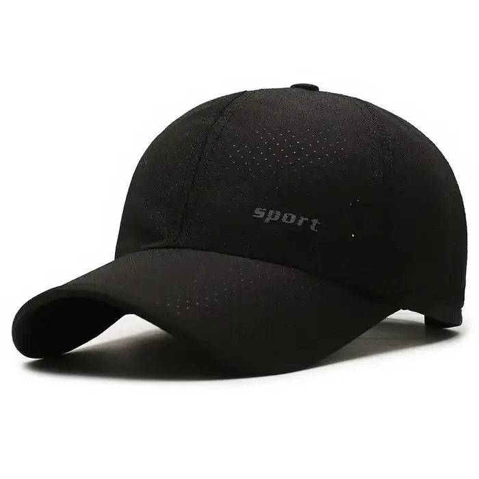 Casquette de baseball à séchage rapide pour hommes et femmes, chapeau de bordure, casquette noire re