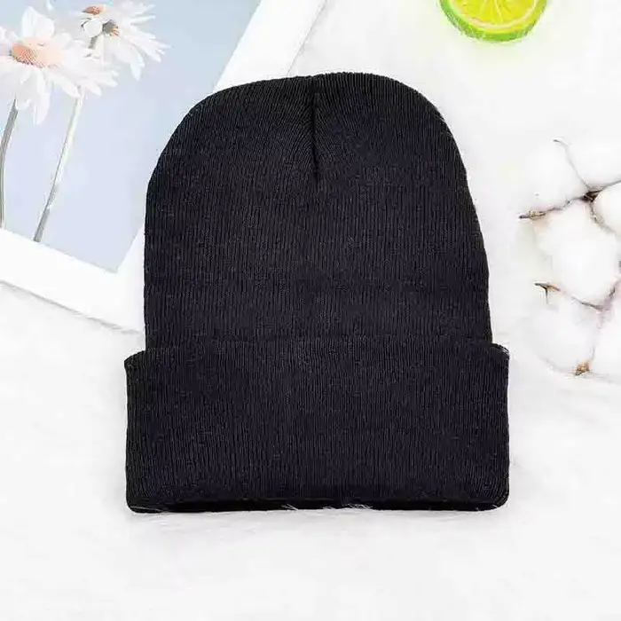 Chapeau rond rétro tricoté de couleur unie, chapeau d'extérieur résistant au froid et au vent à tête
