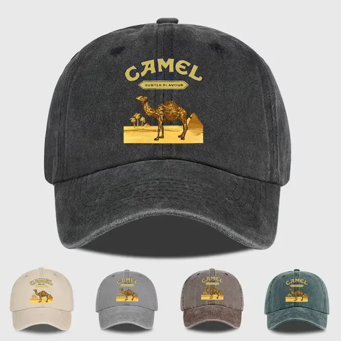 Casquette de baseball vintage unisexe avec imprimé scène désertique « Camel » pour randonnée alpinisme et plein air