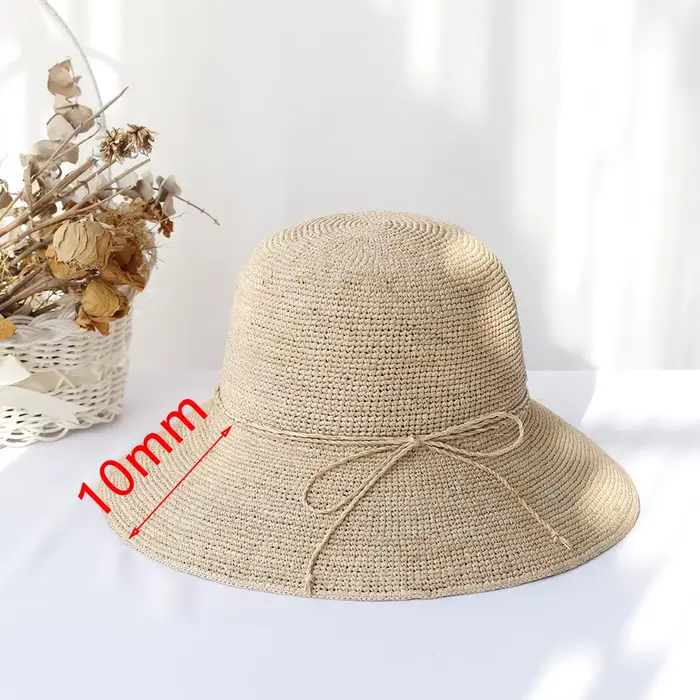 Chapeau de paille en raphia 2026 pour femme, version mode été, grand chapeau pare-soleil à larges bo