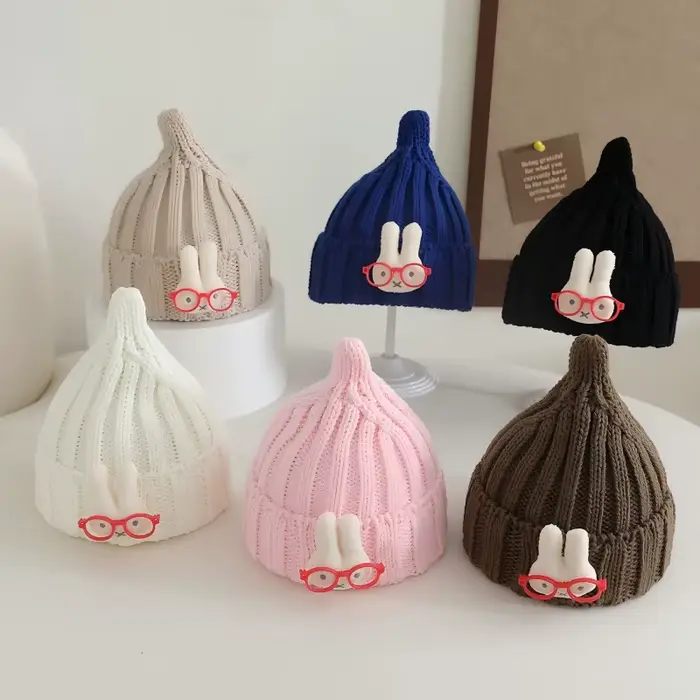 Mignon bébé tricoté chapeau mode hiver oreille Protection chapeaux pour enfants BABI dessin animé lapin bonnet