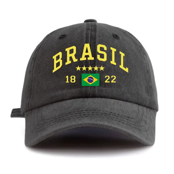 Casquette de Baseball délavée à imprimé BRASIL pour adultes