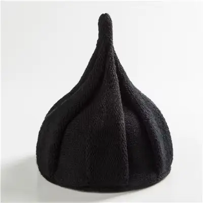Casquette à fleurs chaude pointue pour adulte, tricotée, couleur unie, torsadée, chapeau d'hiver pou