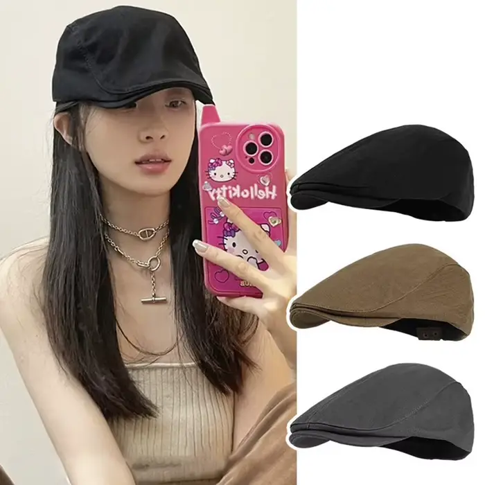 Béret britannique à carreaux casquette de gavroche protection solaire polyester style vintage pour femmes et hommes occassions de voyage printemps été