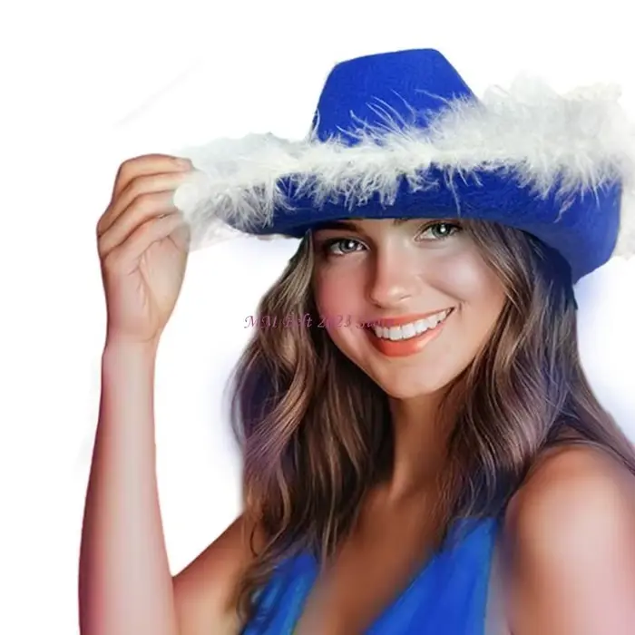 Chapeau Panama décoratif en plumes uniques pour adultes, accessoire photo fête, style sport chic, résistant aux intempéries, adapté aux quatre saisons, pour hommes et femmes
