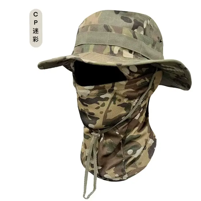 Chapeau Bob et Masque Camouflage Ajustables pour Hommes et Femmes, Protection Solaire UV pour le Cou