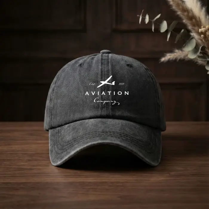 Casquette de baseball tendance Esar Aviation Company avec logo, design souple, style streetwear, tis