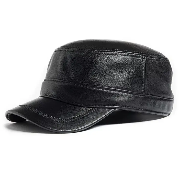 Casquette d'hiver en cuir véritable pour personnes d'âge moyen et âgées, casquette de Baseball en Pa