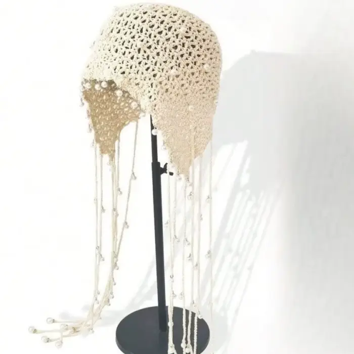 Chapeaux de pull à fleurs tricotés rétro faits à la main pour femmes printemps été mince creux respi