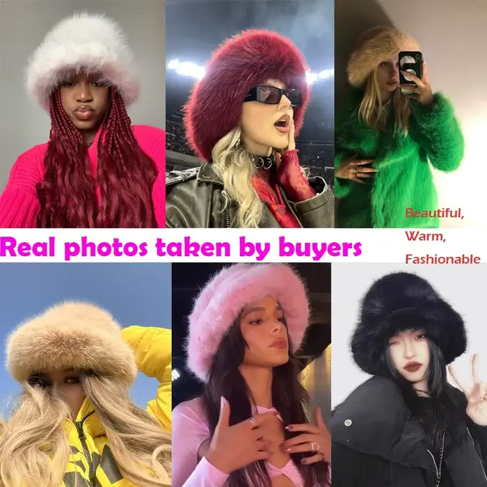 Chapeau de seau en fausse fourrure pour femmes, chapeau de luxe multicolore, doublure en fausse fourrure, confortable et tendance, pour femmes, hiver, occasions spéciales et extérieures