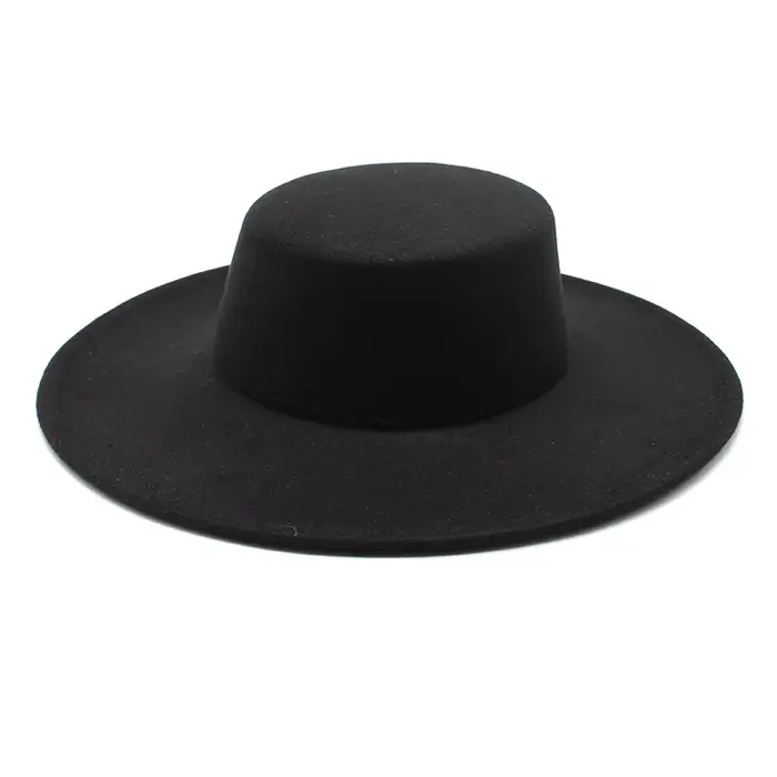 Chapeau français en feutre pour femme, grand bord large, Fedora, Derby en laine d'hiver, chapeaux de