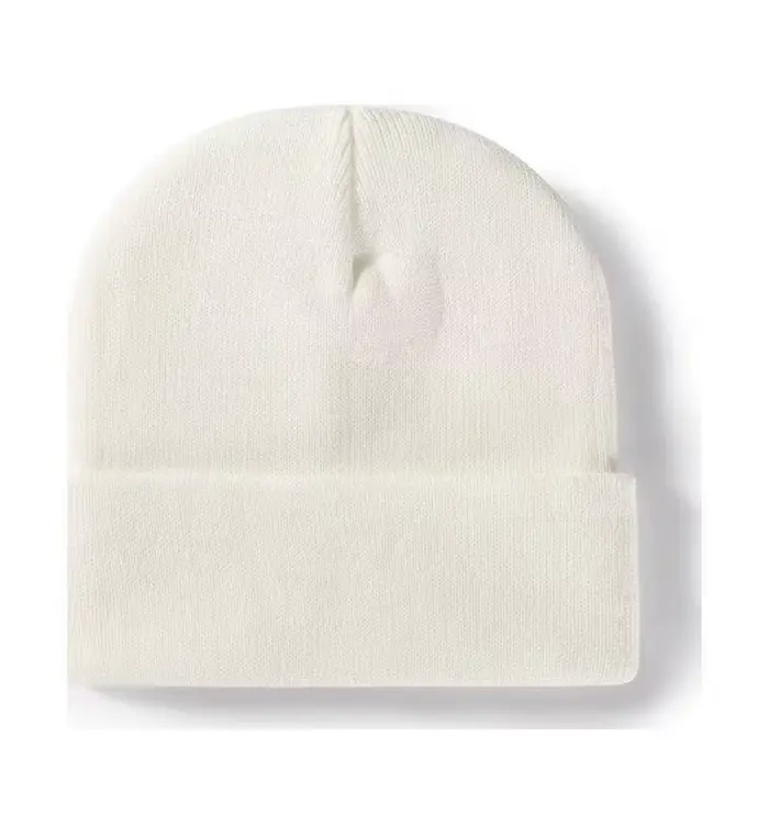 Chapeau froid uni tricoté de couleur unie, bord roulé, personnalisable, polyvalent, décontracté, pol
