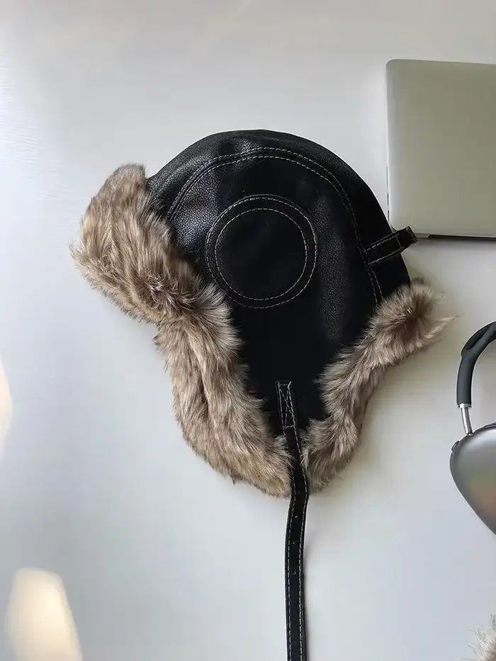 Chapeaux russes d'hiver pour hommes et femmes, Happator Trared, fausse fourrure, cuir, bonnet de nei