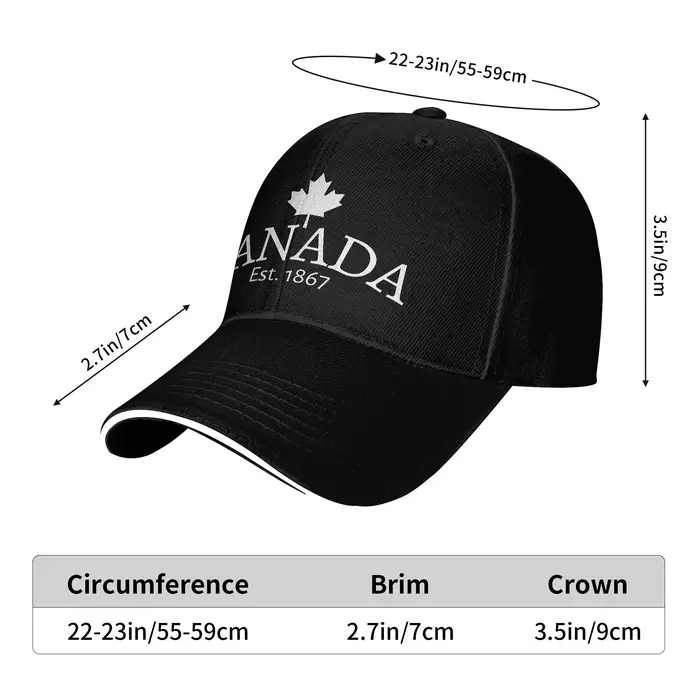 Whtie Canada Est. Casquette de baseball 1867 avec petit motif feuille d'érable