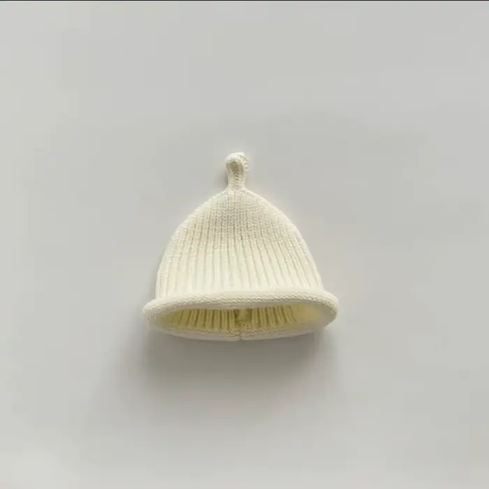 Mignon Style coréen bébé tricot casquette couleur unie épais