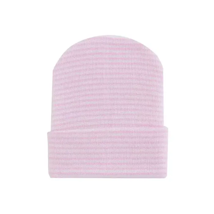 Mignon nouveau-né bébé chapeau infantile fille garçon confortable rayé hôpital casquette hiver chaud
