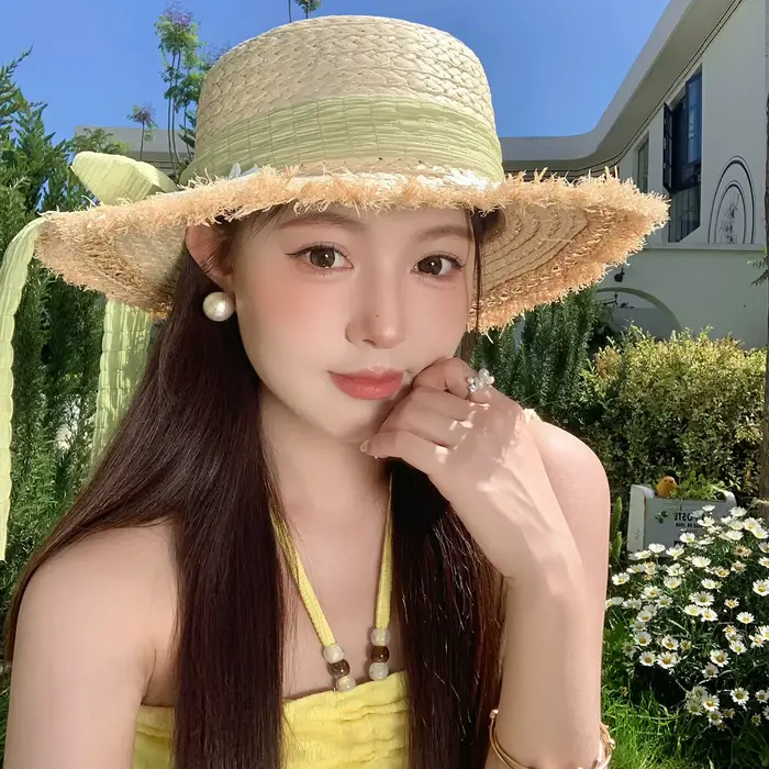 Chapeaux de paille de blé pliables à large bord style Hepburn pour femme, avec nœud en ruban, pour l