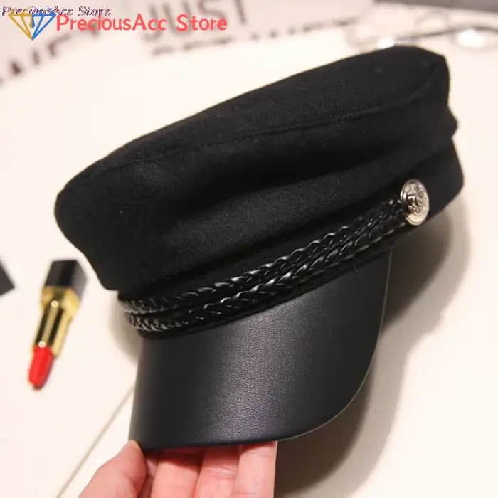 Chapeau militaire octogonal pour hommes et femmes, casquettes de béret pour dames, chapeaux de marin