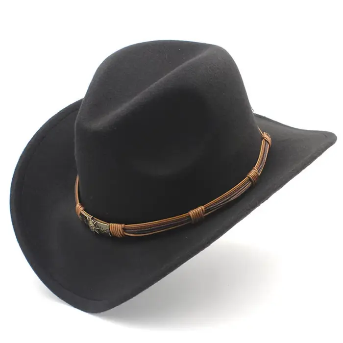 Chapeau de cowboy pour hommes et femmes, casquettes de cow-girl unisexes de style occidental, Fedora