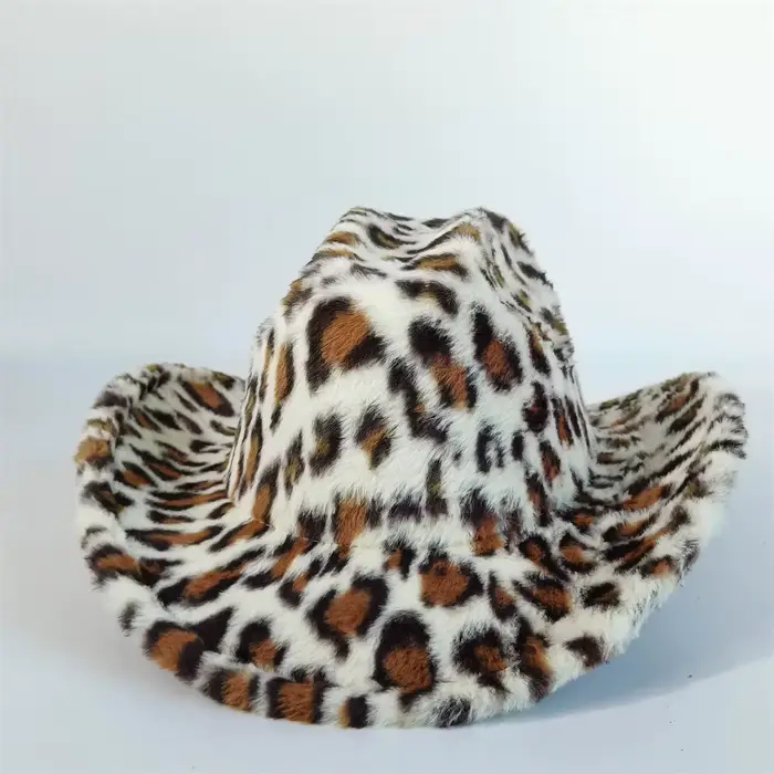 Chapeau de Cowboy imprimé léopard élégant chapeau de Cowboy pour hommes femmes à large bord fausse f