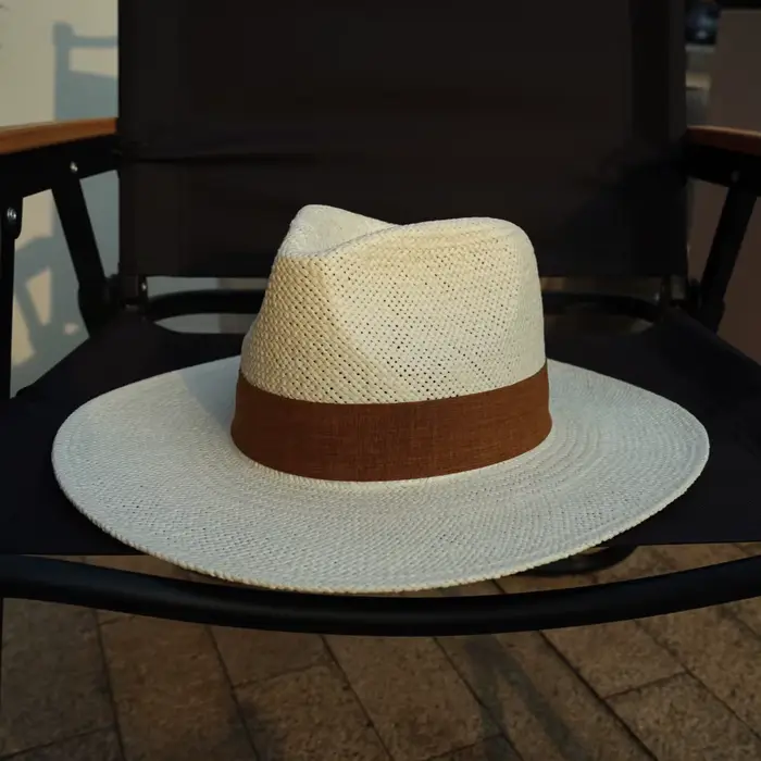 Chapeau de jazz Panama tissé blanc rétro français pour hommes et femmes