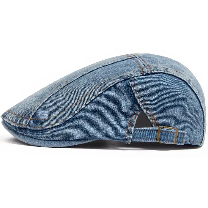 Béret femme mode Denim Vintage casquette gavroche pour hommes été solide lavé casquettes plates décontracté