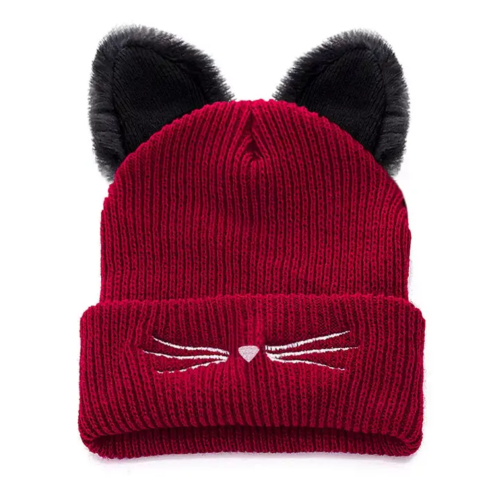 Mignon chat oreille femmes bonnet chapeau chaud hiver chapeaux pour les femmes