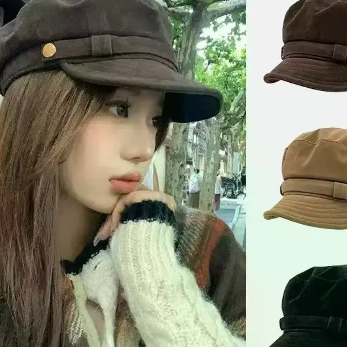 Béret rétro en daim pour femmes