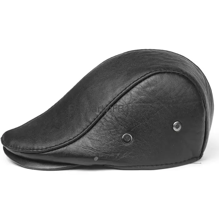 Chapeau vintage classique en cuir de vachette véritable pour hommes, bérets avec oreilles, casquette