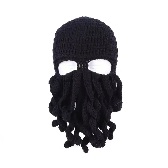 Chapeau de barbe de poulpe de fête drôle, nouveauté unisexe, tentacule au crochet, masque coupe-vent
