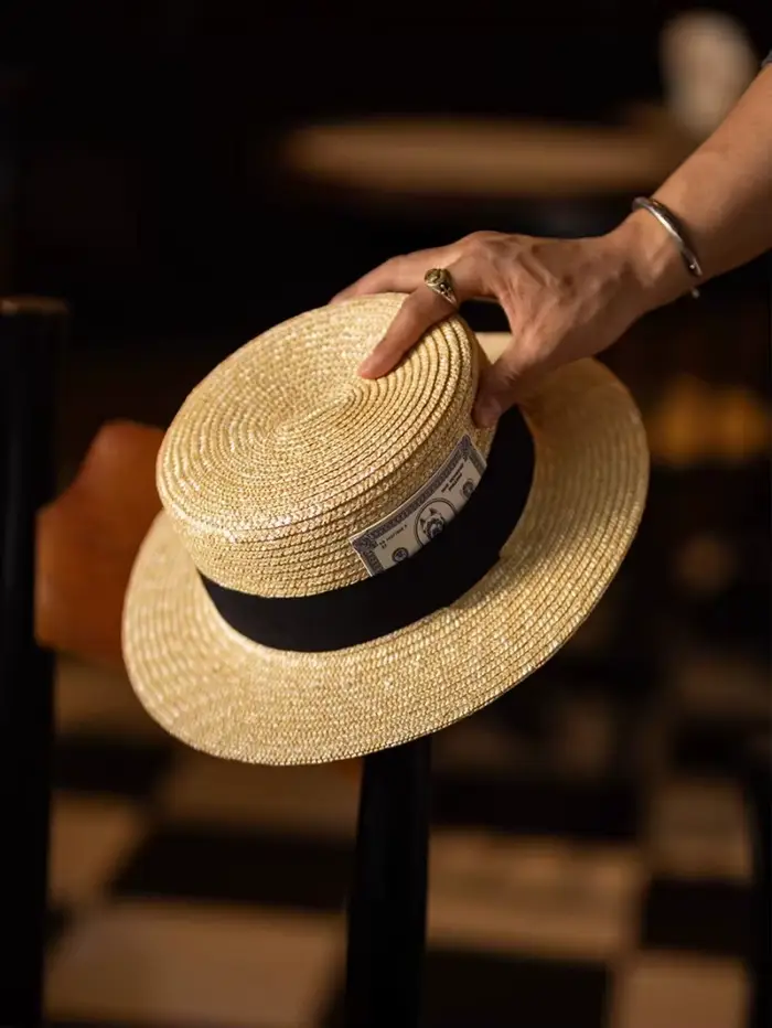 Chapeau Boater Classique en Paille Naturelle pour Hommes et Femmes