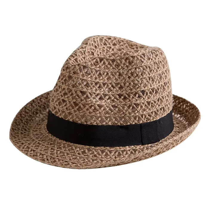 Chapeau de paille rayé bleu et blanc, protection solaire estivale, chapeau de paille pour les vacanc