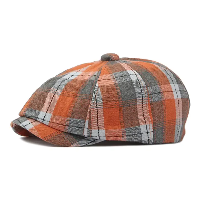Béret à carreaux à bord court, fin et léger, unisexe, casquette d'artiste rétro britannique pour hom